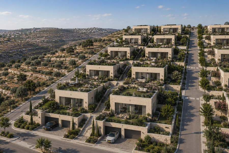 הדמיה אווירית של שכונת מגרשים בבנייה עצמית